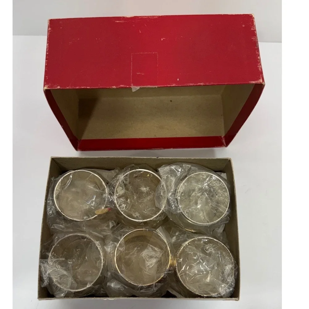 Wieboldt's Vintage Silver Metal Napkin Rings Set of 12 Round Barrel India